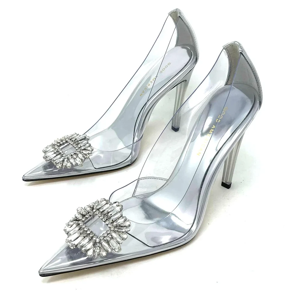 Good American‎ Cinder-Rella Pumps Size 11.5 Glass Lucite GA275JPB-E